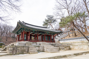 Korean architectural detail - Korean Tradition red wooden door f