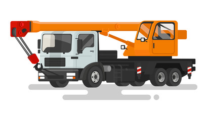 Automotive heavy crane on a white background. Vector illustration