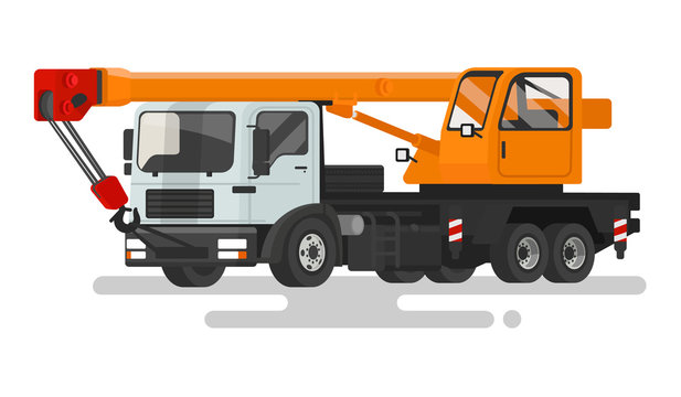Automotive heavy crane on a white background. Vector illustration