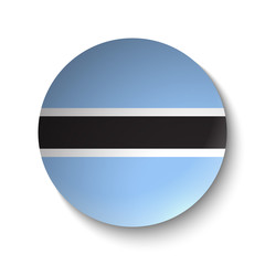White paper circle with flag of Botswana. Abstract illustration