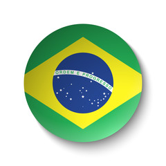 Fototapeta premium White paper circle with flag of Brazil. Abstract illustration