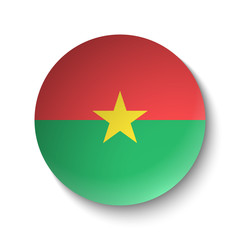 White paper circle with flag of Burkina Faso. Abstract illustration