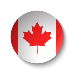 White paper circle with flag of Canada. Abstract illustration