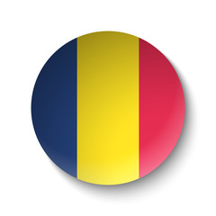 Fototapeta premium White paper circle with flag of Chad. Abstract illustration