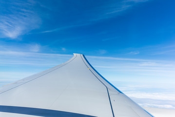 Airplane wing while flying