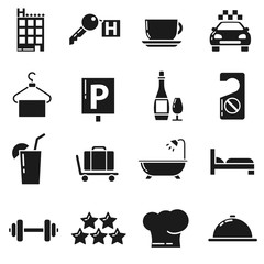 Hotel simple icons set