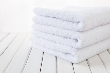 White fluffy bath towels