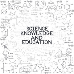Hand drawn doodle formulas Science knowledge education