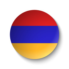 White paper circle with flag of Armenia. Abstract illustration
