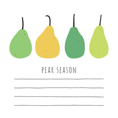 Set of hand drawn pears. Vector letter template