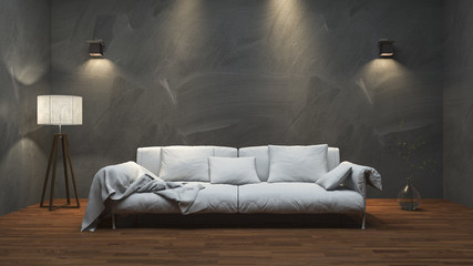 3d rendering nice long sofa in minimal studio room