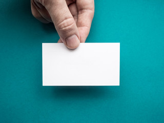 White business card Mock up in men's hand