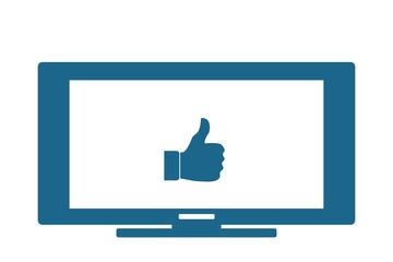 Pouce en l'air dans un &eacute;cran de t&eacute;l&eacute;vision