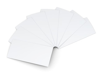 Pile of blank leaflets on white background.