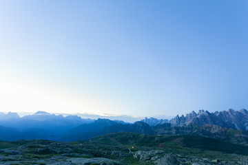 Italian mountain panorama at dawn