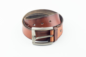 old leather brown belt