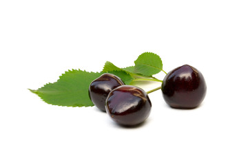 Sweet ripe cherries isolated on white background