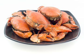 Steamed Crab On a black plate