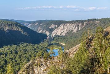 Obraz na płótnie Canvas White River in the Ural mountains.