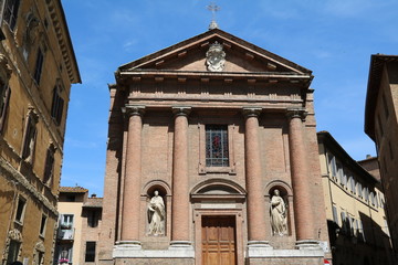Fototapeta na wymiar Church San Cristoforo at Piazza Tolomei in Siena, Tuscany Italy