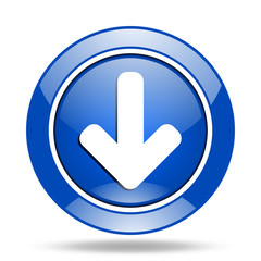 Blue glossy web arrow vector icon