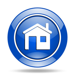Blue glossy web house vector icon