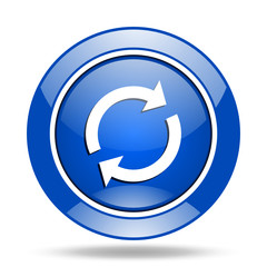 Blue glossy web reload vector icon