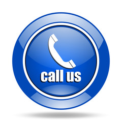 Blue glossy web phone vector icon