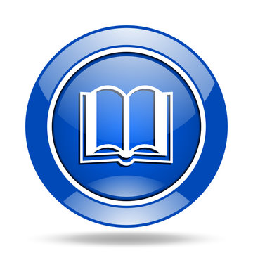 Blue glossy web book vector icon