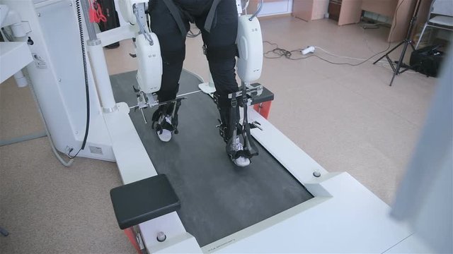 Medical walking robot. Rehabilitation, rehab, remediation for people with feet disease. HD