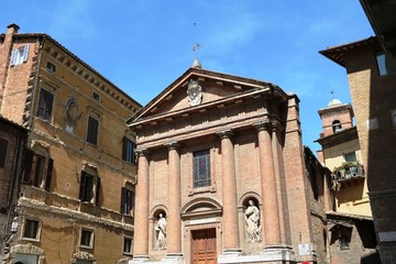 Fototapeta na wymiar Chiesa di San Cristoforo at Piazza Tolomei in Siena, Tuscany Italy