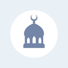 mosque icon on white, islam symbol, vector illustration