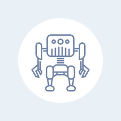 Robotics, robot line icon isolated on white