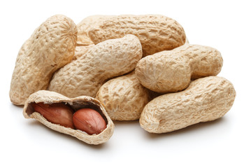 peanut pod or arachis isolated on white background cutout