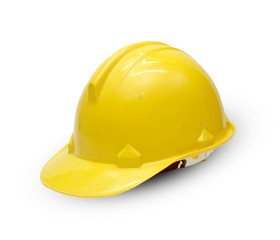 Old construction Helmet on white background