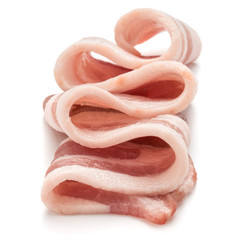sliced pork bacon isolated on white background cutout