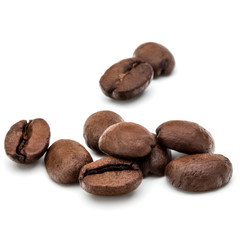 roasted coffee beans isolated in white background cutout