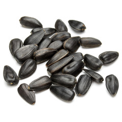 Sunflower seeds  isolated on white background close up