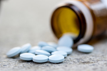 blue pills . health concept