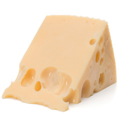 Cheese block isolated on white background cutout