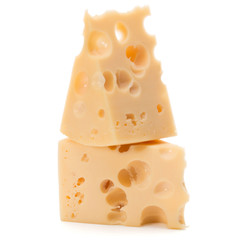 Cheese block isolated on white background cutout