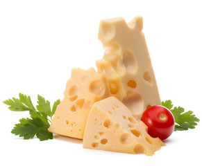 Cheese block isolated on white background cutout