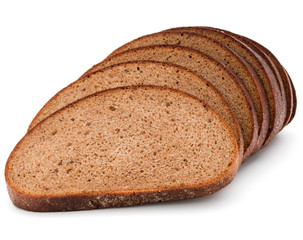 Fresh sliced rye bread loaf isolated on white background cutout