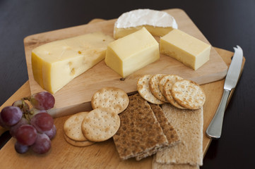 Cheese platter of assorted cheeses