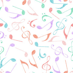 Seamless pattern background notes. Classical melody. Vector illustration. Musical concept.