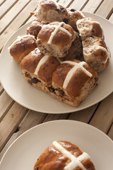 Batch of fresh Hot Cross Buns for Easter