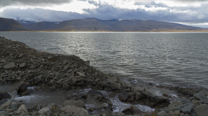 Mountains and Greenland sea at Svalbard, Spitzbergen