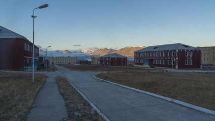 Fototapeta na wymiar Pyramiden settlement. Svalbard