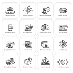 Flat Design Security and Protection Icons Set.