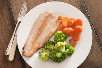 rainbow trout and steamed vegetables